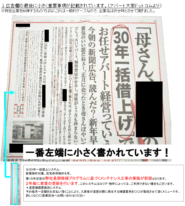 一括借り上げの新聞広告